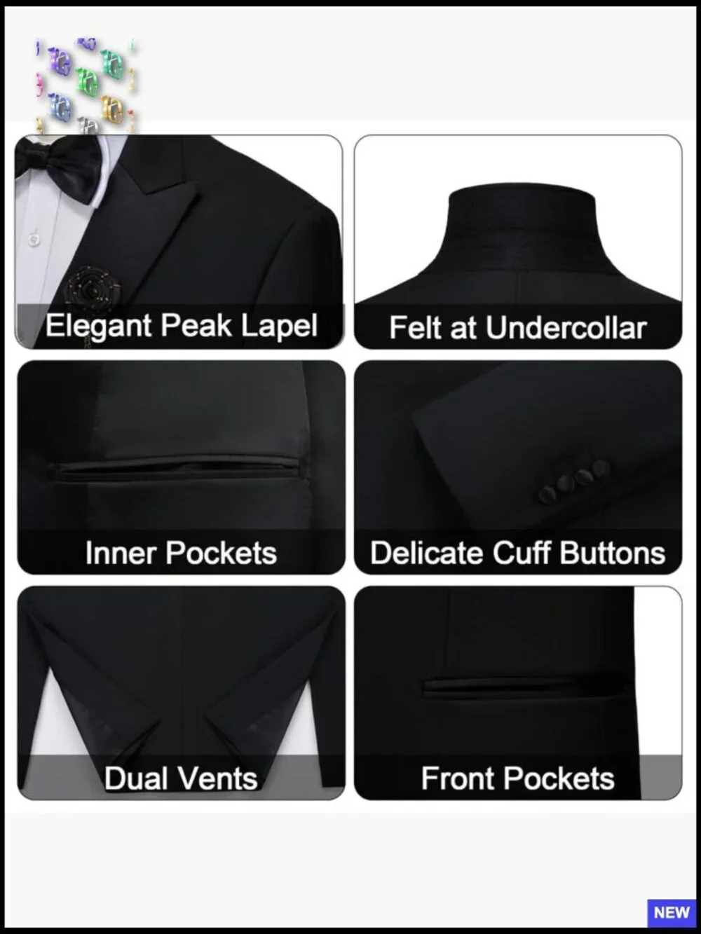 Slim Fit One Button Tuxedo Suit Set Formal Wedding Prom Elegant Party